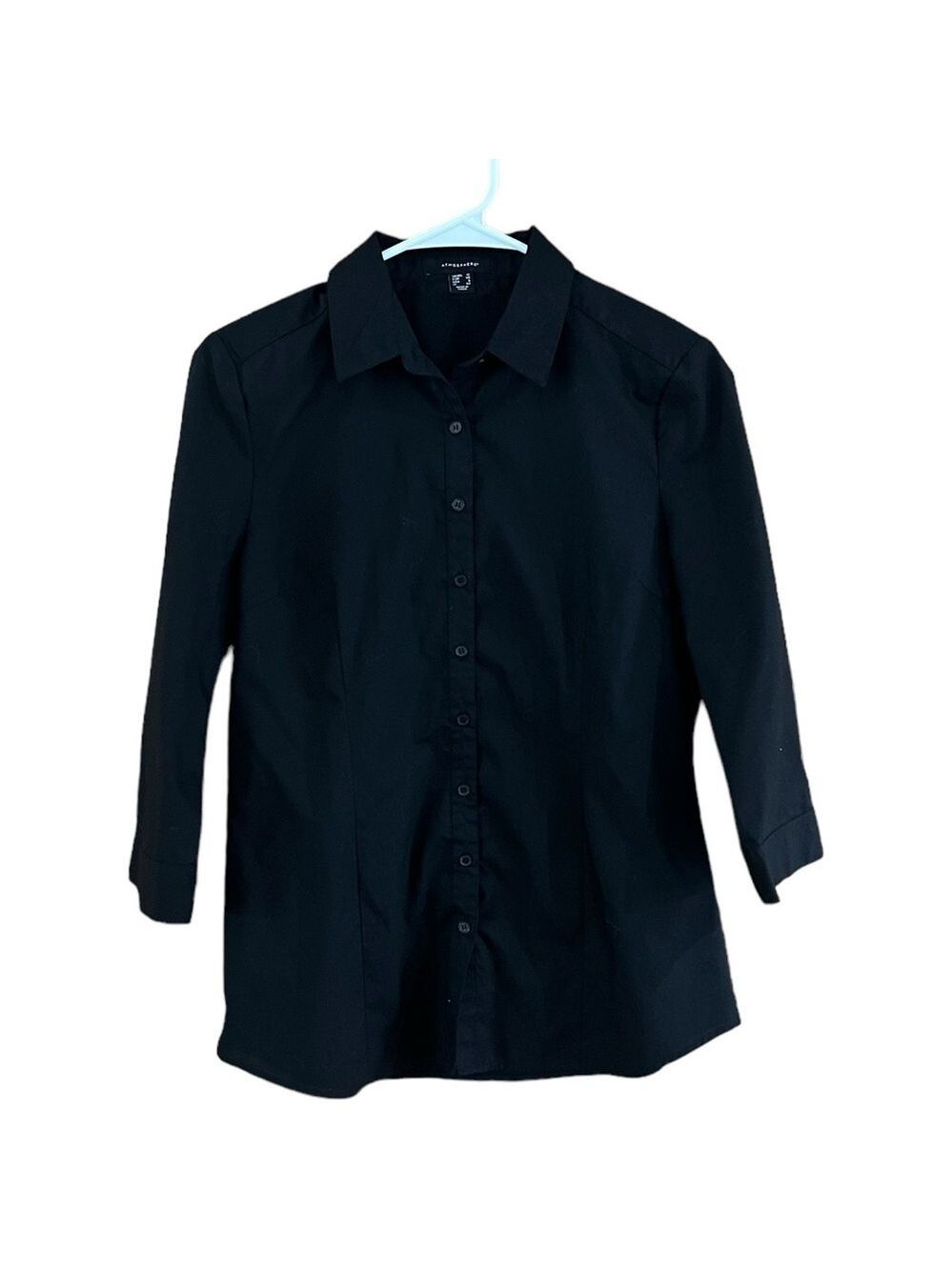 Atmosphere Black Button Up Three Quarter Sleeve Size 8